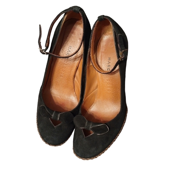 Marc Jacobs High Ankle Strap Black Heels Ladies 5M Made in Italy Coquette Style - Picture 2 of 4